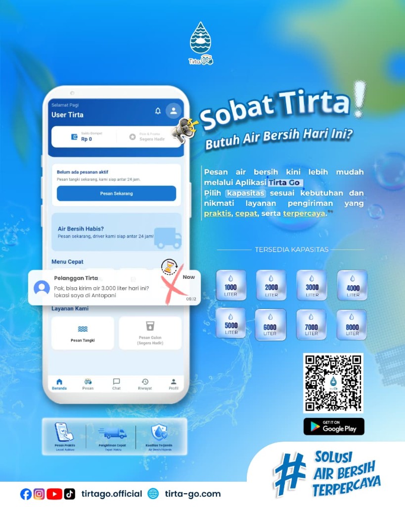 Tirta Go — aplikasi pesan air bersih dan tangki air Indonesia